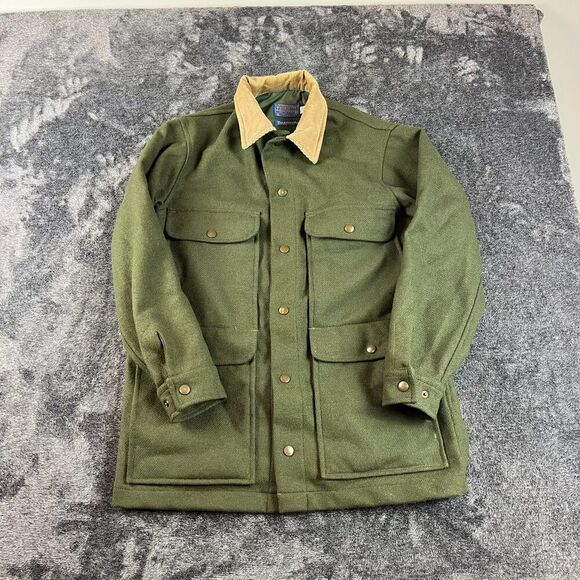 SOLD Pendleton Wool Barn Chore Hunting Green Corduroy Jacket Pockets Men's M* - Picture 1 of 11